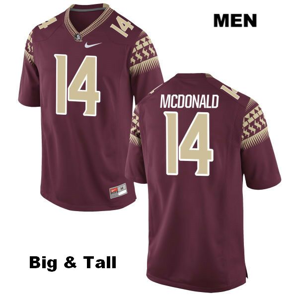 Men's NCAA Nike Florida State Seminoles #14 Nolan Mcdonald College Big & Tall Red Stitched Authentic Football Jersey IGY0269XP